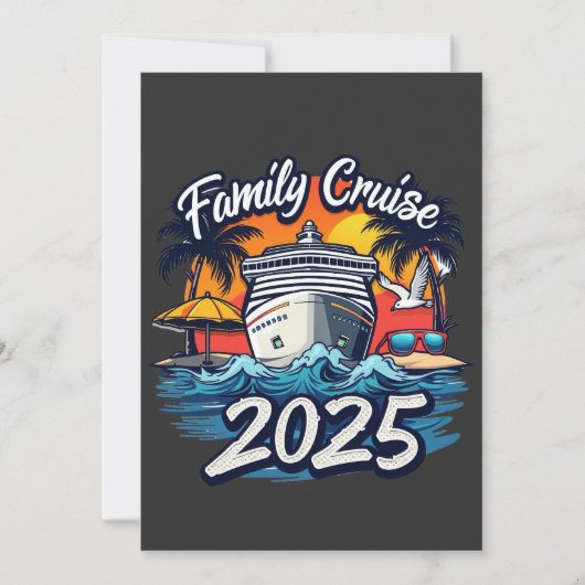 Gezinscruise 2025 Gezins Matching Bemannings schip Feestdagenkaart (Voorkant)