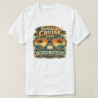Gezinscruise 2026 Retro Sunset Design | Bijpassend T-shirt