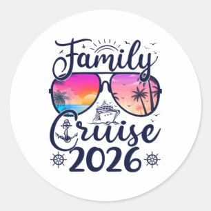 Gezinscruise 2026 Zomer Vakantie Matching Familie Ronde Sticker