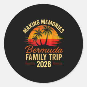 Gezinscruise Bermuda 2026 Zomer Vakantie Matching Ronde Sticker