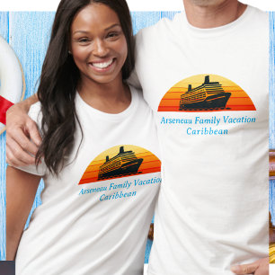 Gezinscruise Zonsondergang Vakantie Personaliseer T-shirt