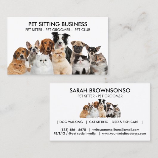 Gezinsdeel Zes honden Vijf katten Visitekaartje (Voorkant / Achterkant)