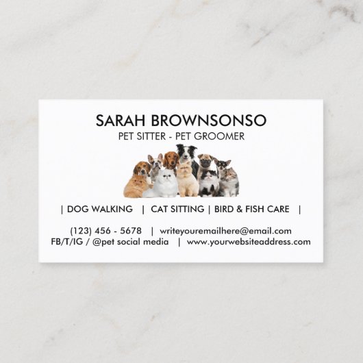 Gezinsdeel Zes honden Vijf katten Visitekaartje (Achterkant)