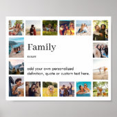 Gezinsdefinitie Gepersonaliseerde 16 Fotocollage Poster (Voorkant)