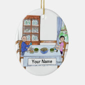 Gezinsdinner, paar - persoonlijke Cartoon Keramisch Ornament (Rechts)