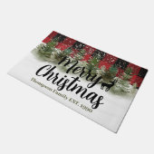 Gezinsfeestief script winterboom Vrolijk kerstfees Deurmat (Schuin)