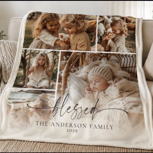Gezinsfoto Collage Memorabilia Fleece Deken