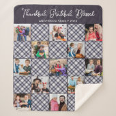 Gezinsfoto Collage Persoonlijk Blauwe Grijze Pset Sherpa Deken (Voorkant)