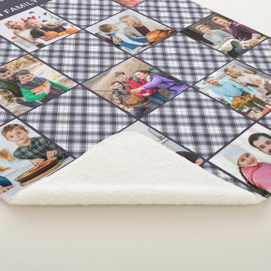 Gezinsfoto Collage Persoonlijk Blauwe Grijze Pset Sherpa Deken (3/4)