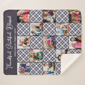 Gezinsfoto Collage Persoonlijk Blauwe Grijze Pset Sherpa Deken (Voorkant (horizontaal))