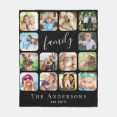 Gezinsfoto Collage Persoonlijk Zwart Fleece Deken (Voorkant)