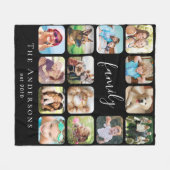 Gezinsfoto Collage Persoonlijk Zwart Fleece Deken (Voorkant (Horizontaal))