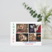 Gezinsfoto Collage Vier Foto's Kerst Briefkaart (Staand voorkant)