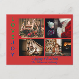 Gezinsfoto Collage Vier Foto's Merry Kerstp Briefkaart