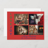 Gezinsfoto Collage Vier Foto's Merry Kerstp Briefkaart (Voorkant / Achterkant)