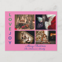 Gezinsfoto Collage Vier Foto's Merry Kerstp