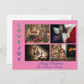 Gezinsfoto Collage Vier Foto's Merry Kerstp Briefkaart (Voorkant / Achterkant)