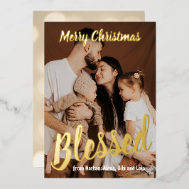 Gezinsfoto Echt Folie Kerstkaart Feestdagenkaart