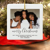 Gezinsfoto Eenvoudig minimalistisch kerstscript Keramisch Ornament