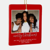 Gezinsfoto Eenvoudig minimalistisch kerstscript Keramisch Ornament (Rechts)