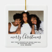 Gezinsfoto Eenvoudig minimalistisch kerstscript Keramisch Ornament (Achterkant)