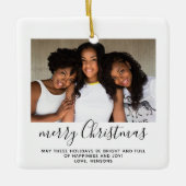 Gezinsfoto Eenvoudig minimalistisch kerstscript Keramisch Ornament (Voorkant)