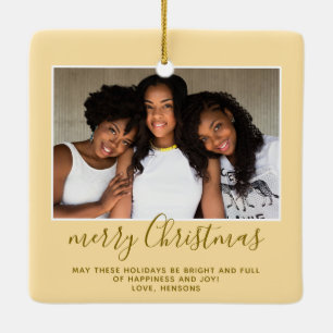 Gezinsfoto Eenvoudig minimalistisch kerstscript Keramisch Ornament