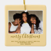 Gezinsfoto Eenvoudig minimalistisch kerstscript Keramisch Ornament (Voorkant)