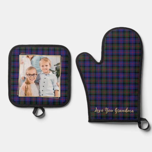 Gezinsfoto Gepersonaliseerde Trendy Kerstspel Ovenwant & Pannenlap Set (Voorkant)