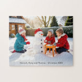 Gezinsfoto Kerstcadeau Gepersonaliseerd Legpuzzel (Horizontaal)