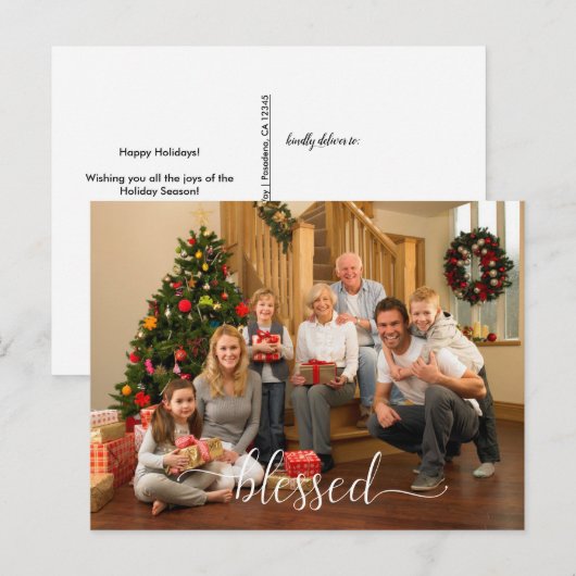 Gezinsfoto kerstmis briefkaart (Voorkant / Achterkant)