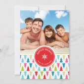 GEZINSFOTO kleurrijke kerstboom patroon leuk Feestdagenkaart (Voorkant)