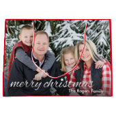 Gezinsfoto Merry kerst Aangepast Large Cadeautasje (Voorkant)