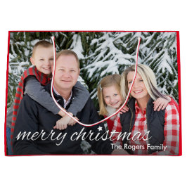 Gezinsfoto Merry kerst Aangepast Large Cadeautasje