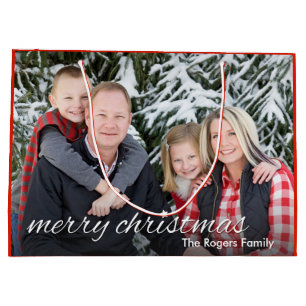 Gezinsfoto Merry kerst Aangepast Large Cadeautasje