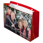 Gezinsfoto Merry kerst Aangepast Large Cadeautasje (Achterkant Gekanteld)