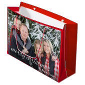 Gezinsfoto Merry kerst Aangepast Large Cadeautasje (Voorkant Gekanteld)