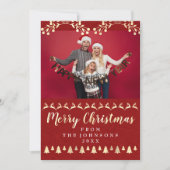 Gezinsfoto Merry Kerstmis Classy Red Feestdagenkaart (Voorkant)