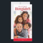 GEZINSFOTO moderne eenvoudige typografie rood Feestdagenkaart<br><div class="desc">door kat massard >>> kat@simplysweetPAPERIE.com <<<</div>