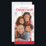 GEZINSFOTO moderne eenvoudige typografie rood Feestdagenkaart<br><div class="desc">door kat massard >>> kat@simplysweetPAPERIE.com <<<</div>