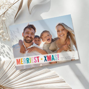 GEZINSFOTO moderne kleurrijke typografie-overlay Feestdagenkaart