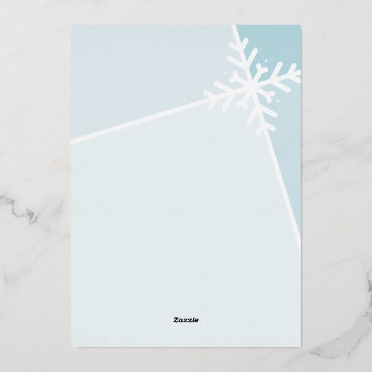 GEZINSFOTO moderne vakantie sneeuwvlok blauw Folie Feestdagenkaart (Achterkant)