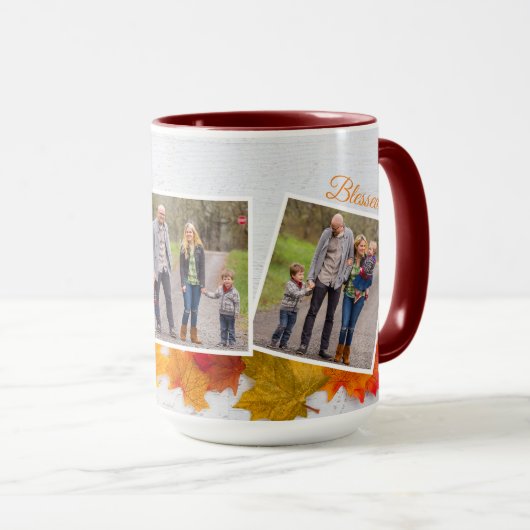 Gezinsfoto: prachtige lederen Thanksgiving Mok (Voorkant rechts)