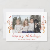 Gezinsfoto Rode Bladeren Kerst Gelukkig Feestdagenkaart (Voorkant)