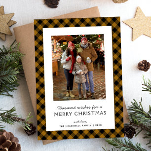 Gezinsfoto Rustic Tane Plaid Prettig Kerstfeest Feestdagenkaart
