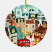 Gezinsfoto schattig in Londen, kerstmis Keramisch Ornament (Voorkant)