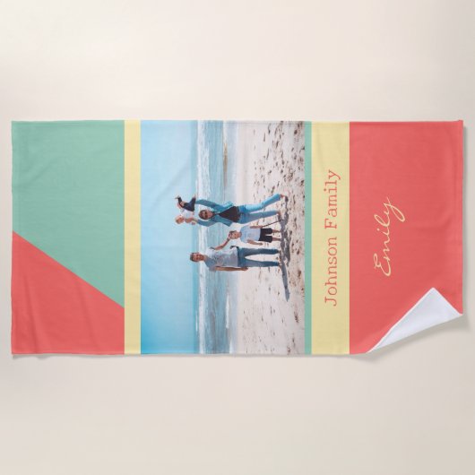 Gezinsfoto Zachte kleuren geometrisch Strandlaken (Voorkant)