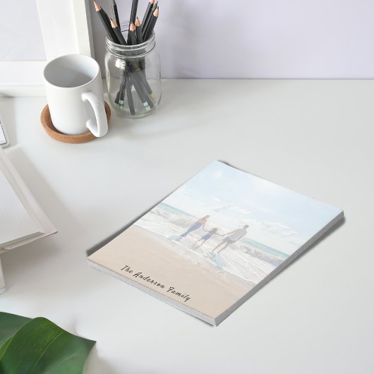 Gezinsfoto zomervakantie monogram notitieblok