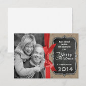 Gezinsfotoalkbord en kerstmis met lint kaart (Voorkant / Achterkant)