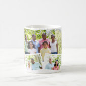 Gezinsfotocollage - 5 foto's en aangepaste tekst koffiemok (Center)